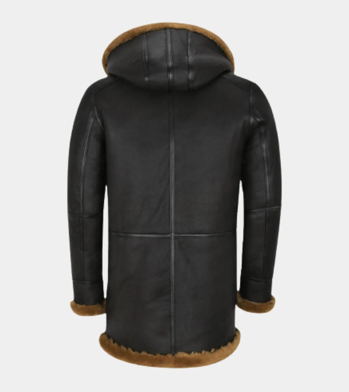 Hooded Brown B3 Shearling Men's Leather Coat