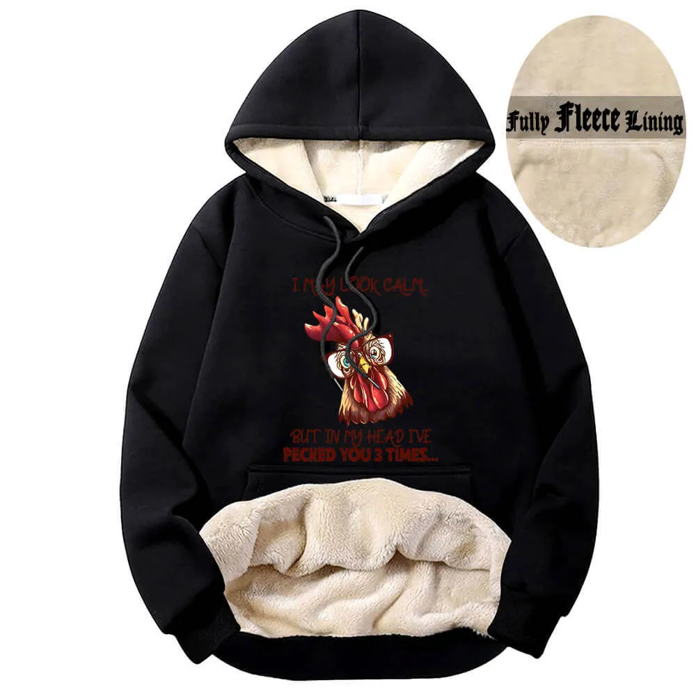 I May Look Calm Cock with Glasses Fleece Sherpa Hoodie