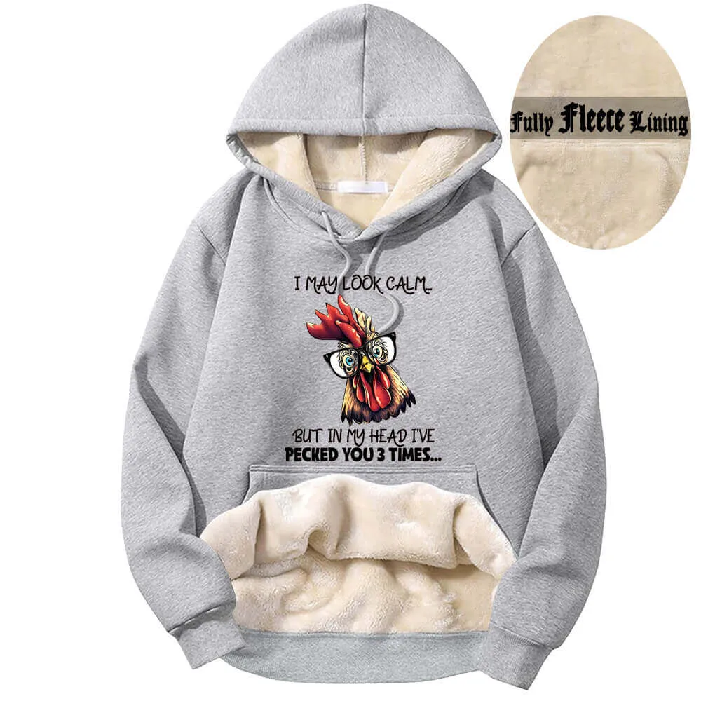 I May Look Calm Cock with Glasses Fleece Sherpa Hoodie