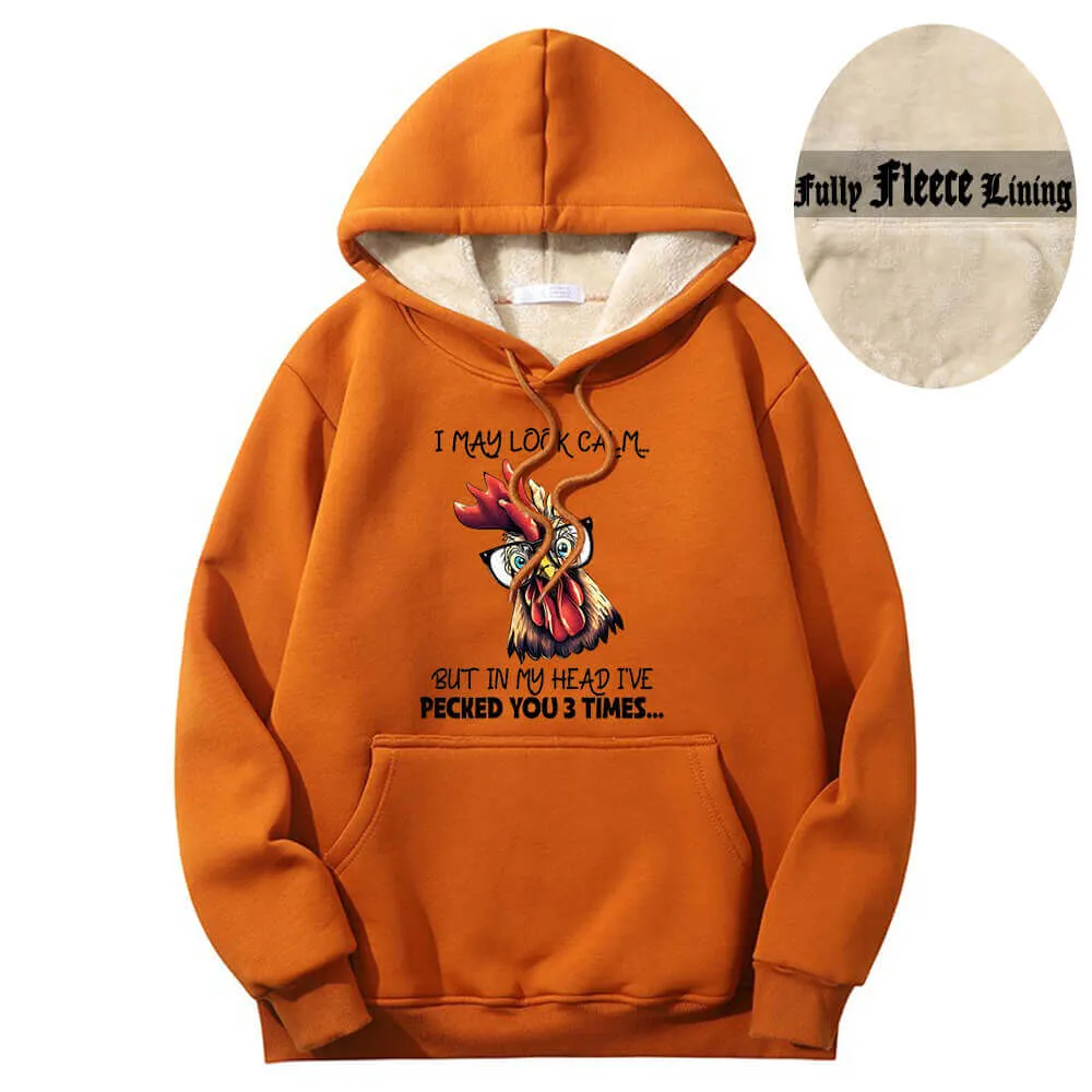 I May Look Calm Cock with Glasses Fleece Sherpa Hoodie