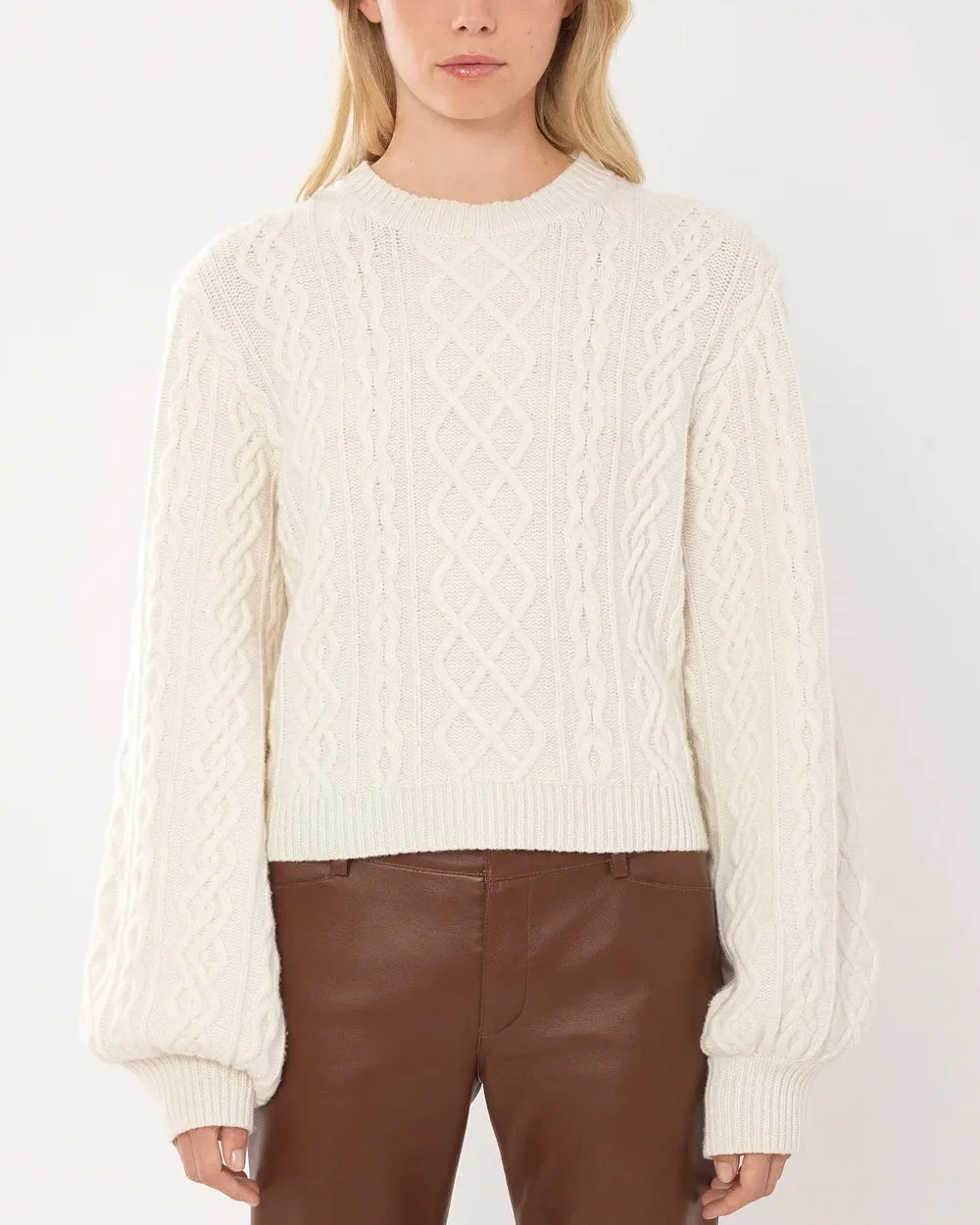 Iconic Milk Balloon Sleeve Cable Knit Sweater