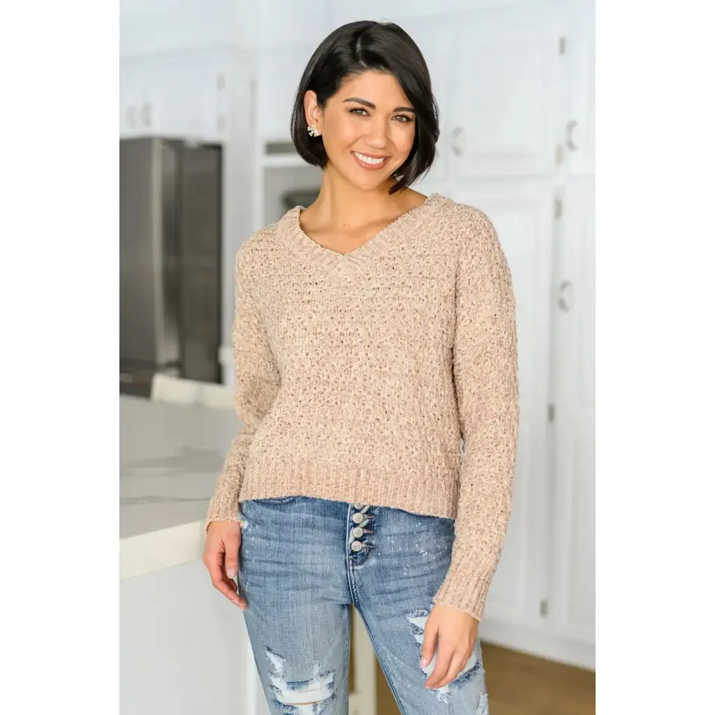 Irish Coffee Cropped V-Neck Sweater