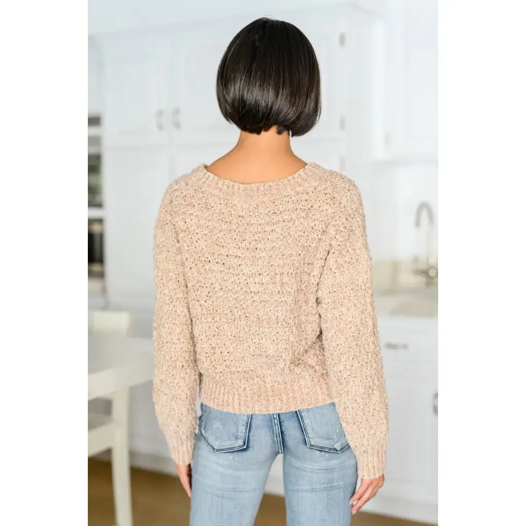 Irish Coffee Cropped V-Neck Sweater