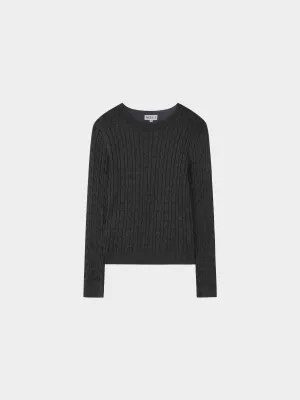 Knit Cable Sweater-Charcoal Grey