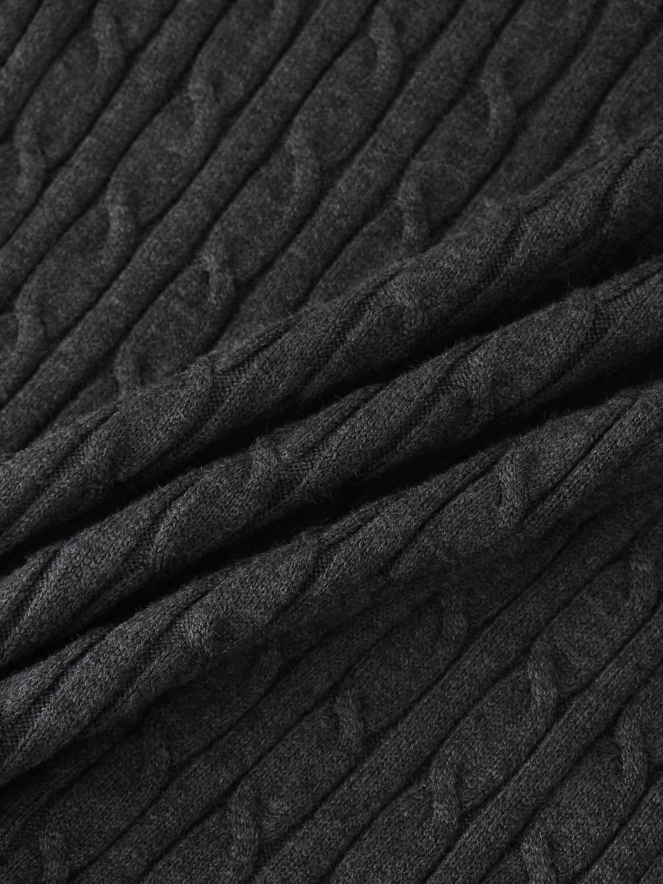 Knit Cable Sweater-Charcoal Grey