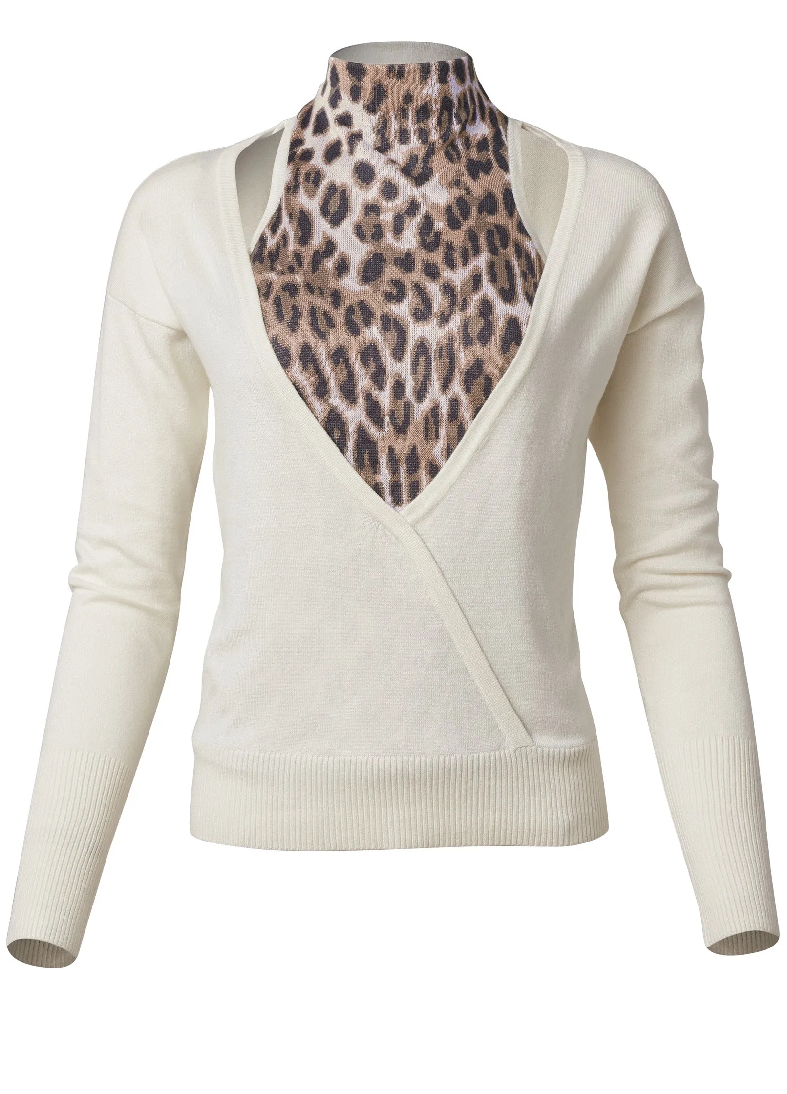 Leopard Turtle Neck Sweater - Blush Multi