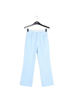 Light blue cotton-corduroy flared-fit pants