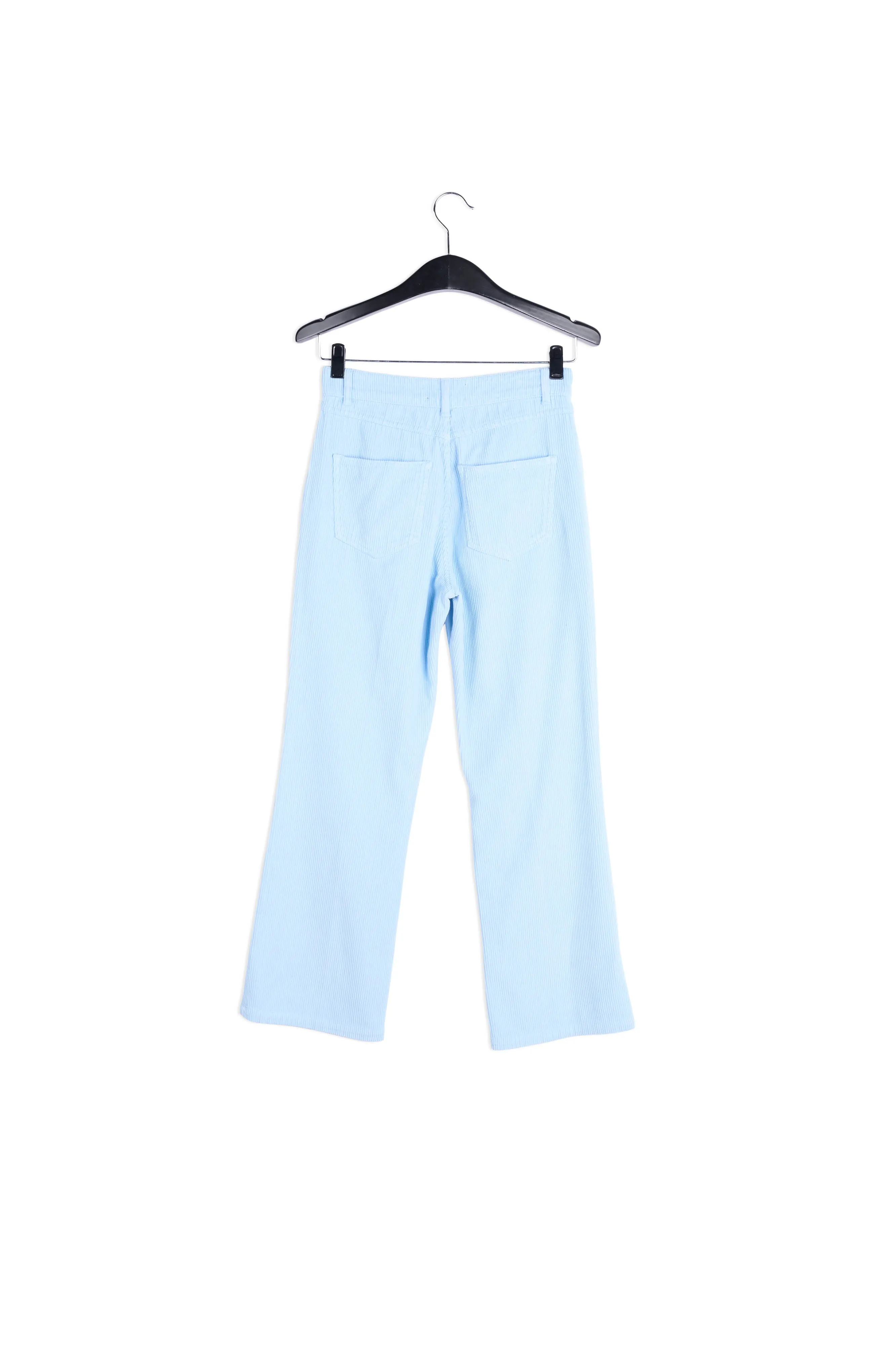 Light blue cotton-corduroy flared-fit pants