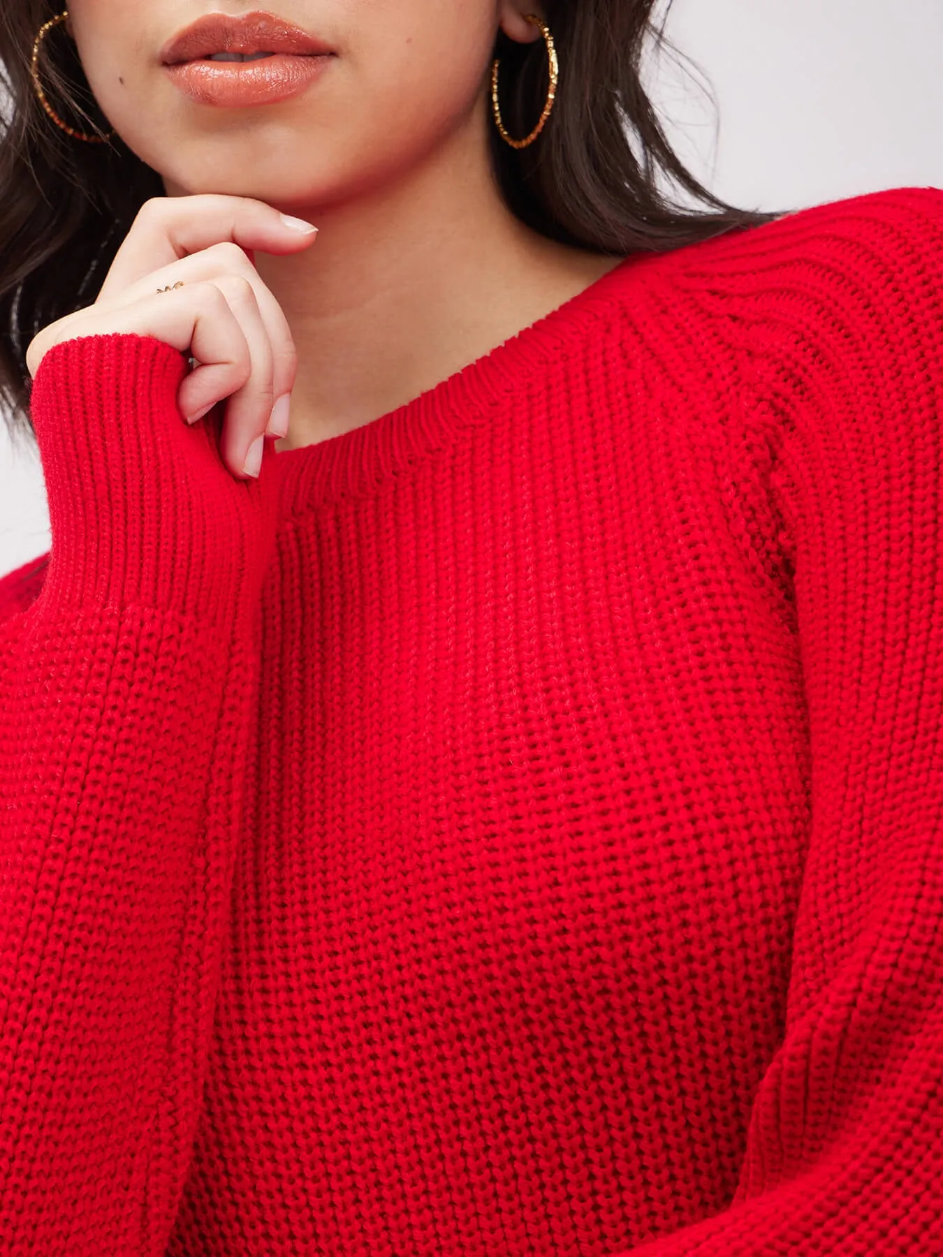 LivSoft Pearl Knit Tunic Sweater - Red