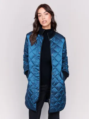 Long Quilted Puffer Jacket - Peacock