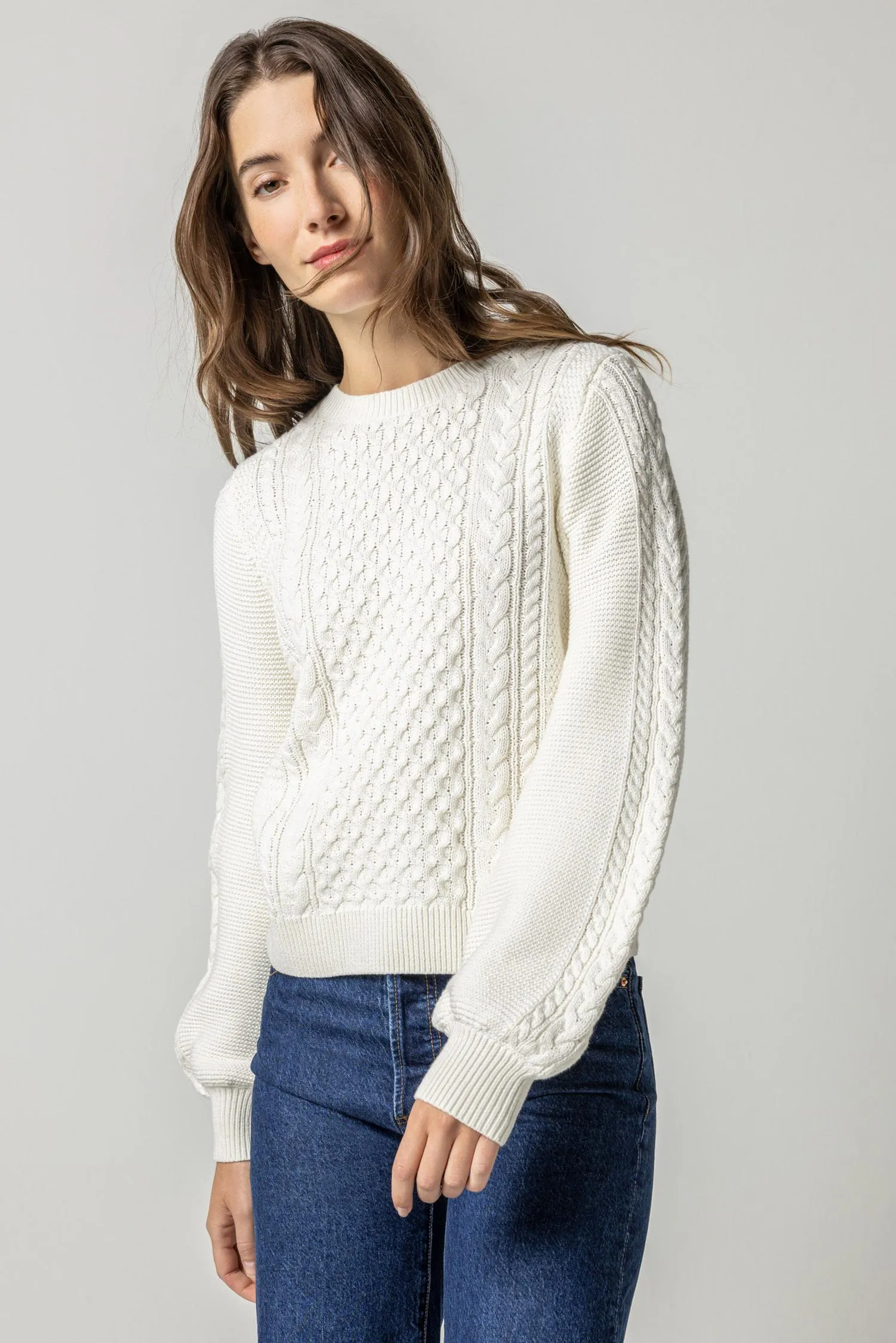 LONG SLEEVE CABLE CREWNECK PA2271