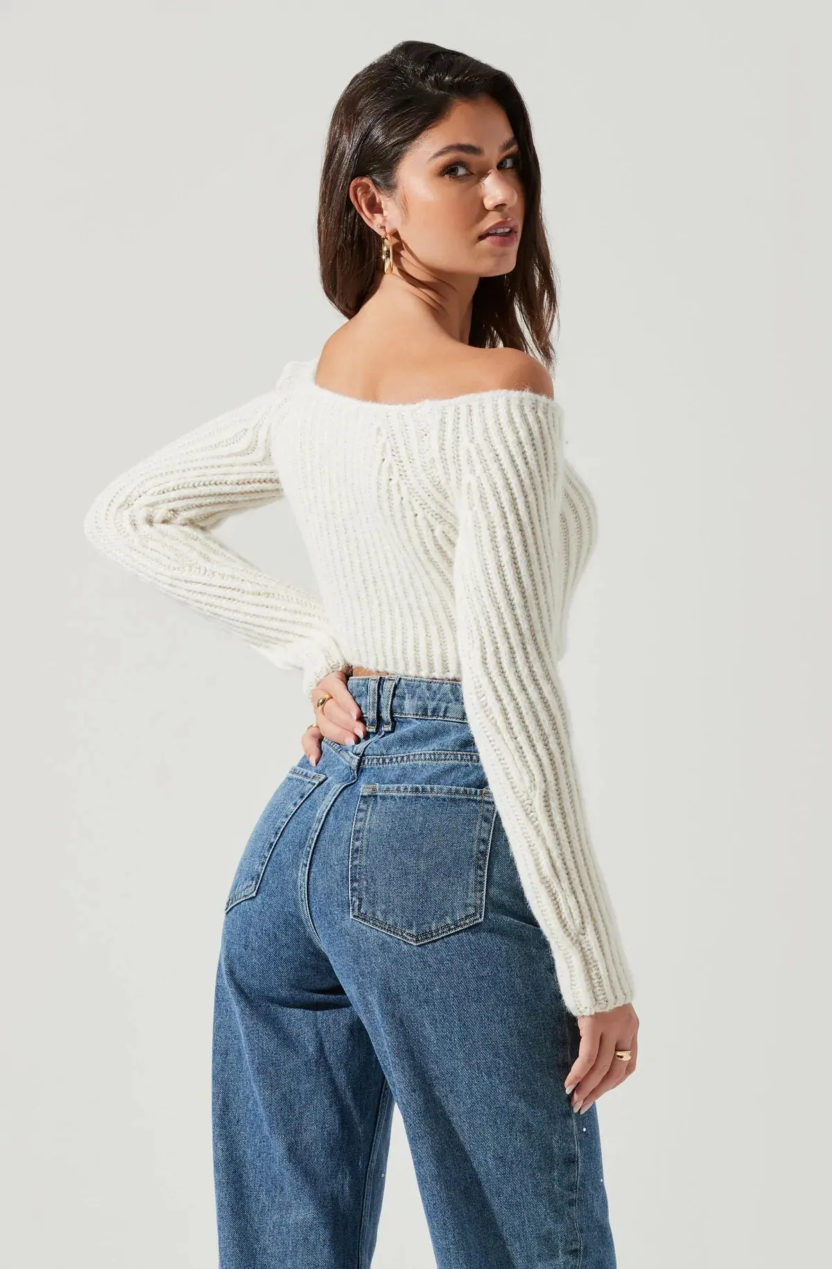 MALLORY CROPPED OFF SHOULDER SWEATER