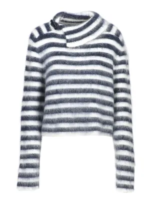 Marina Mohair Striped Blue Sweater