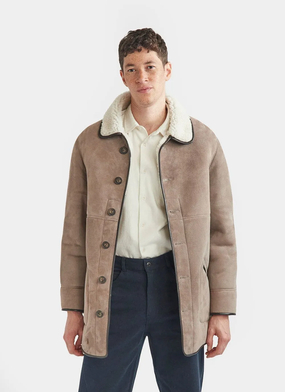 Marshall Shearling Coat | Suede | Clay