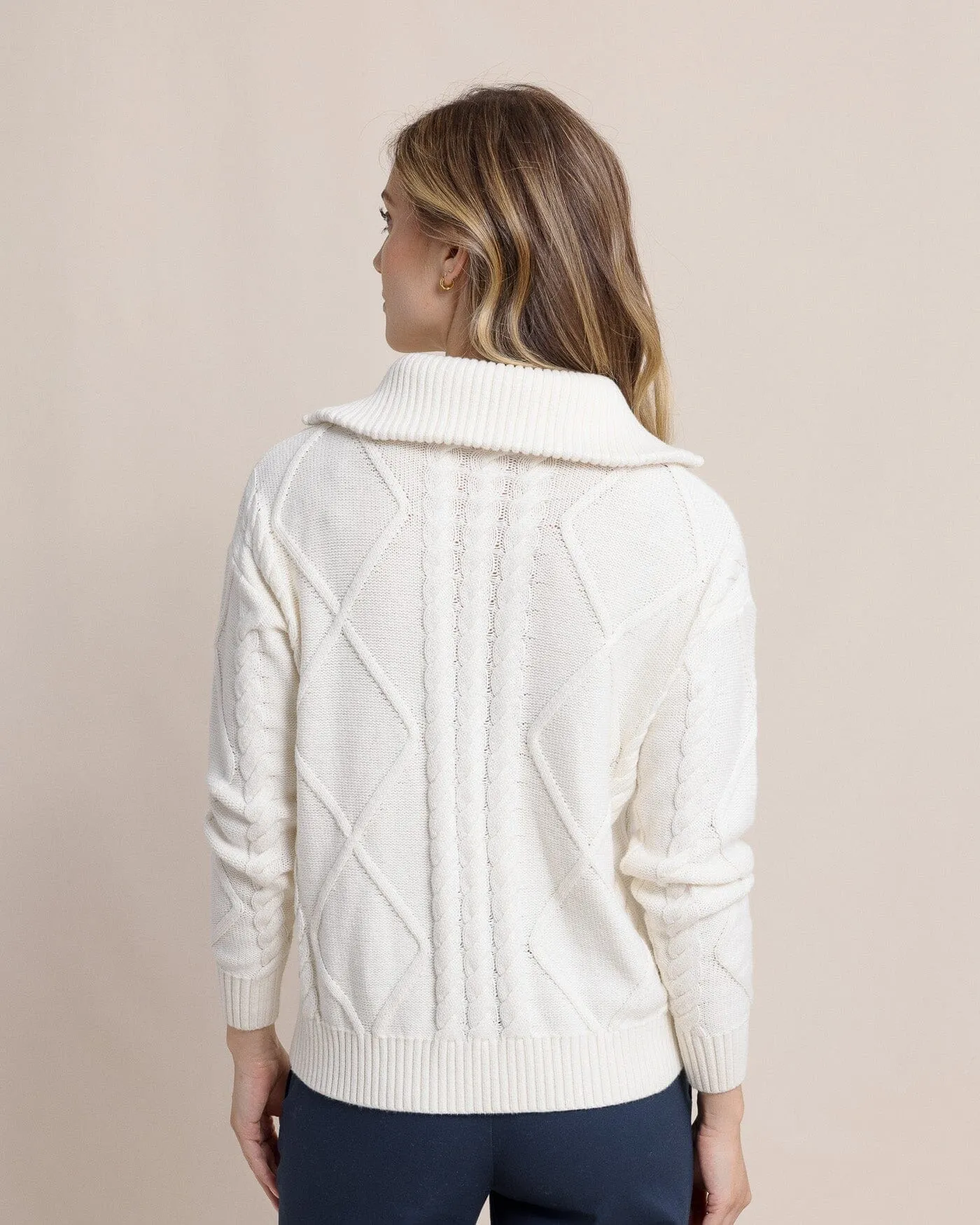 Marta Cable Knit Quarter Zip Sweater