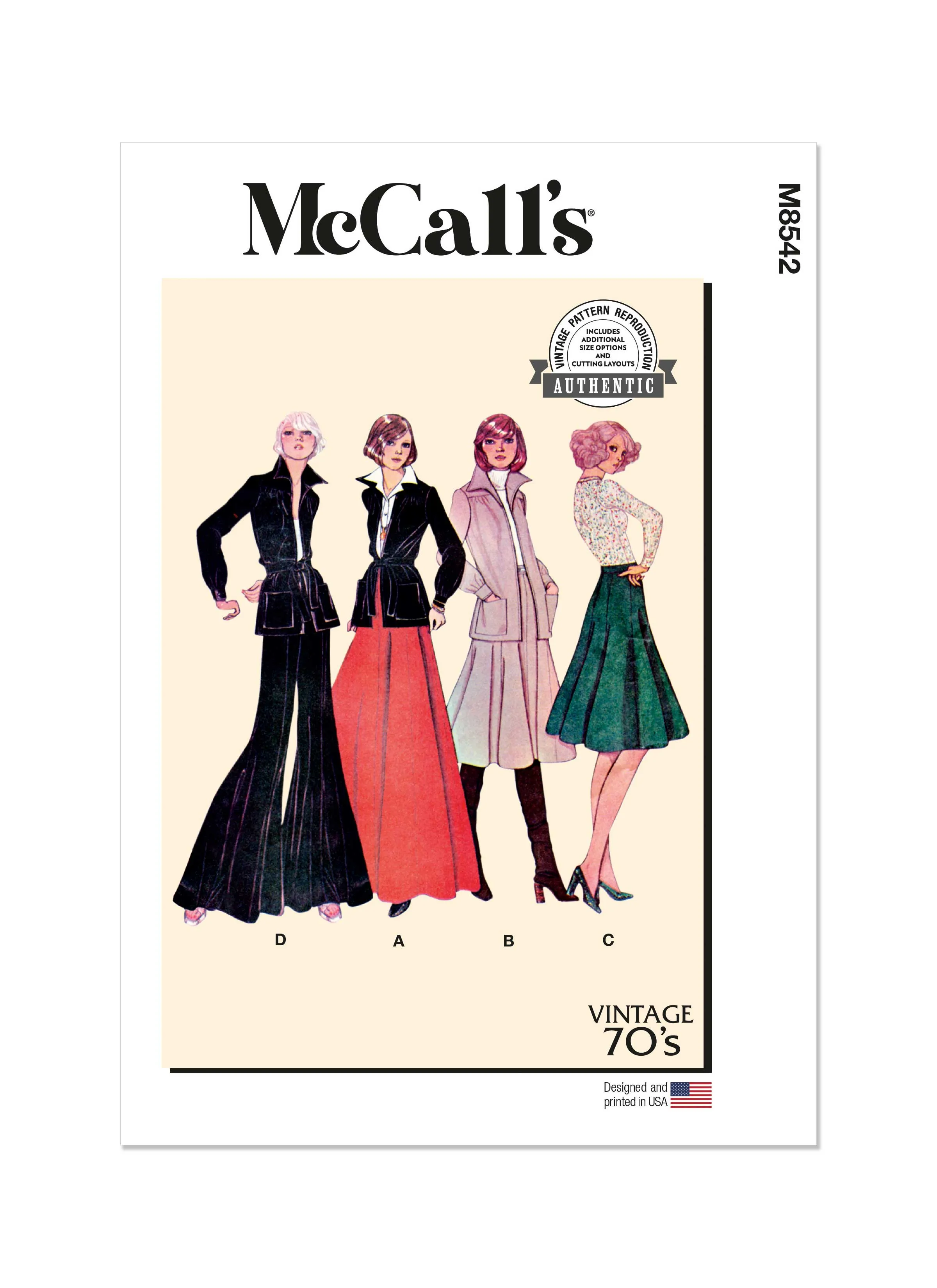 McCall's sewing pattern 8542 Misses' Jacket, Skirt and Trousers