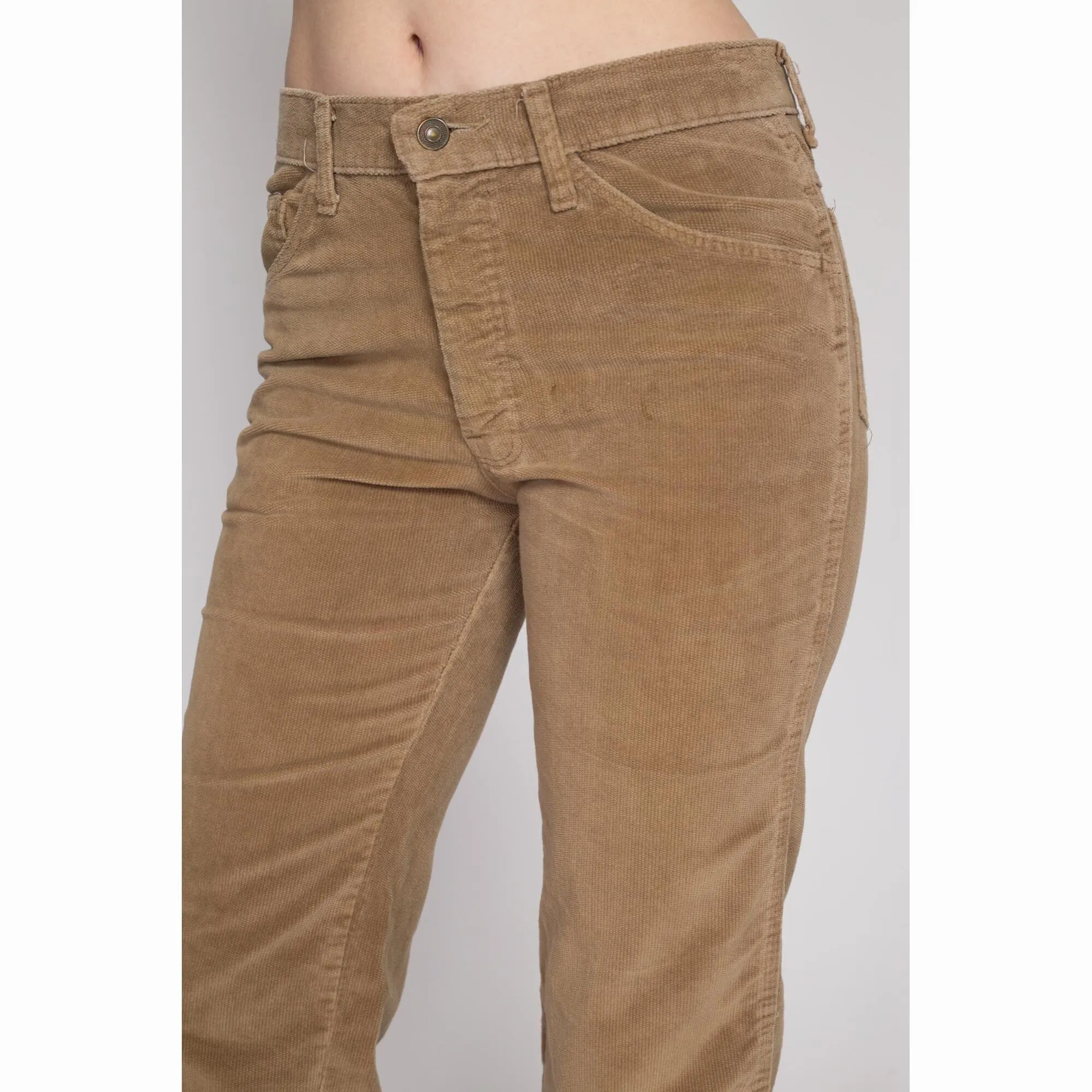 Medium 70s Tan Corduroy Mid Rise Flared Pants