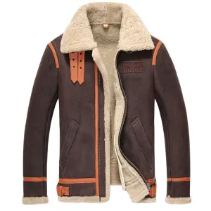 Men's Brown B-3 Aviator Sheepskin Shearling Bomber Jacket