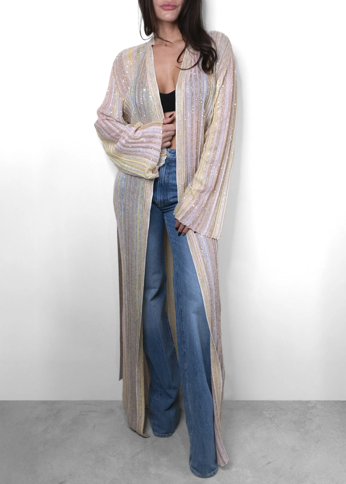 Missoni Sequin Metallic Stripe Longline Cardigan