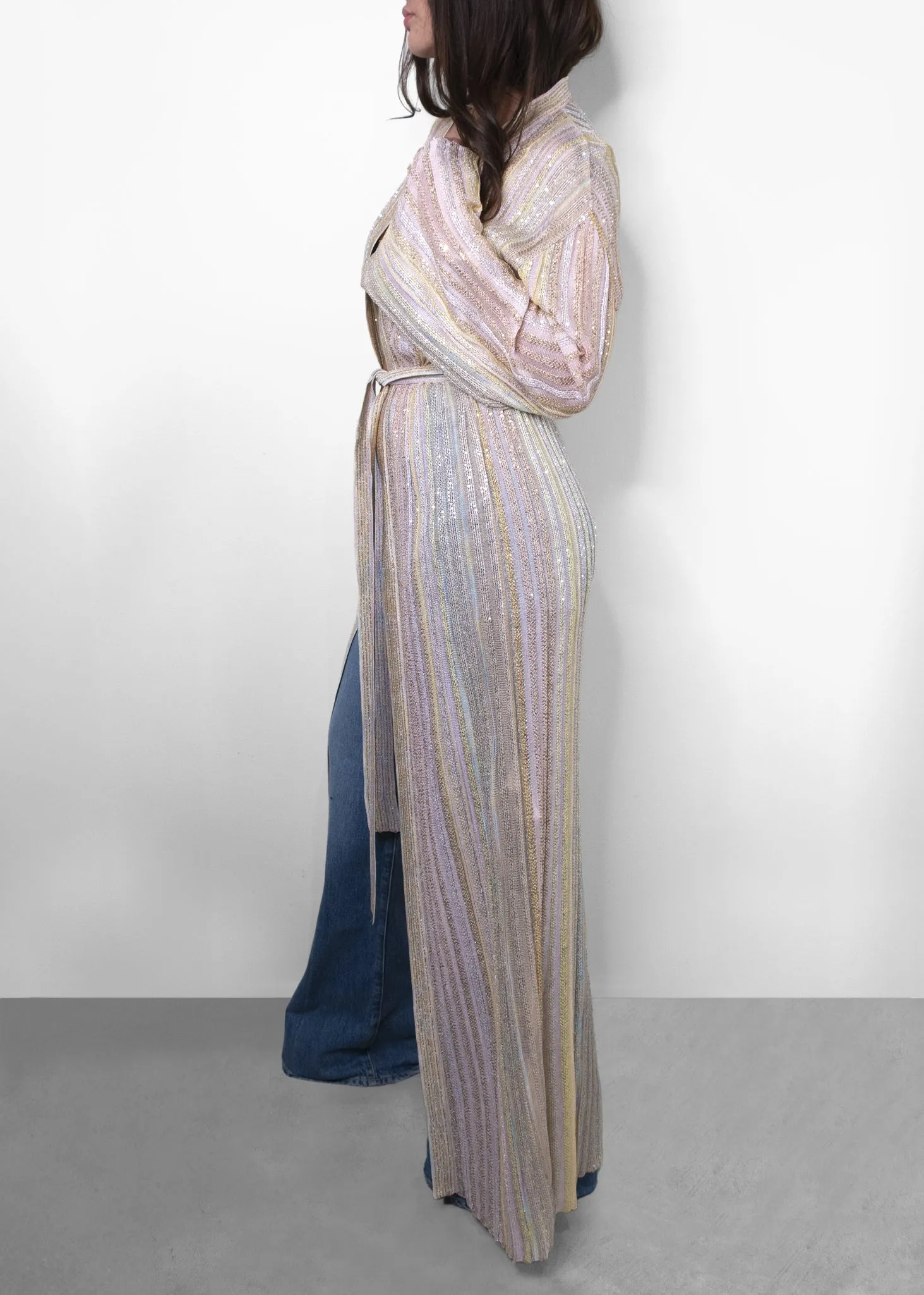 Missoni Sequin Metallic Stripe Longline Cardigan