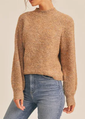 Mock Neck Cropped Pullover Sweater