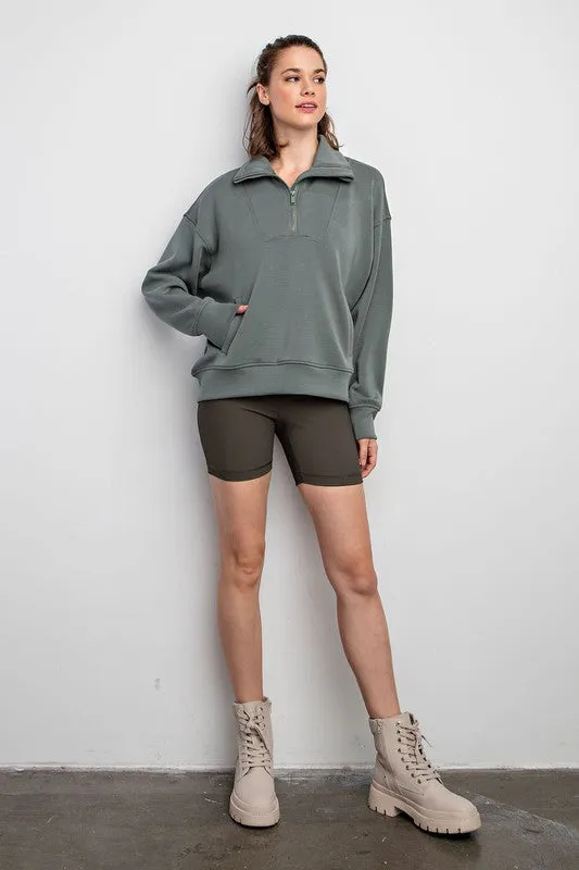 Modal Poly Span Quarter Zip Funnel Neck Pullover