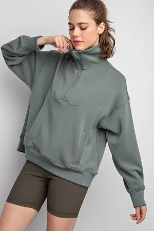 Modal Poly Span Quarter Zip Funnel Neck Pullover