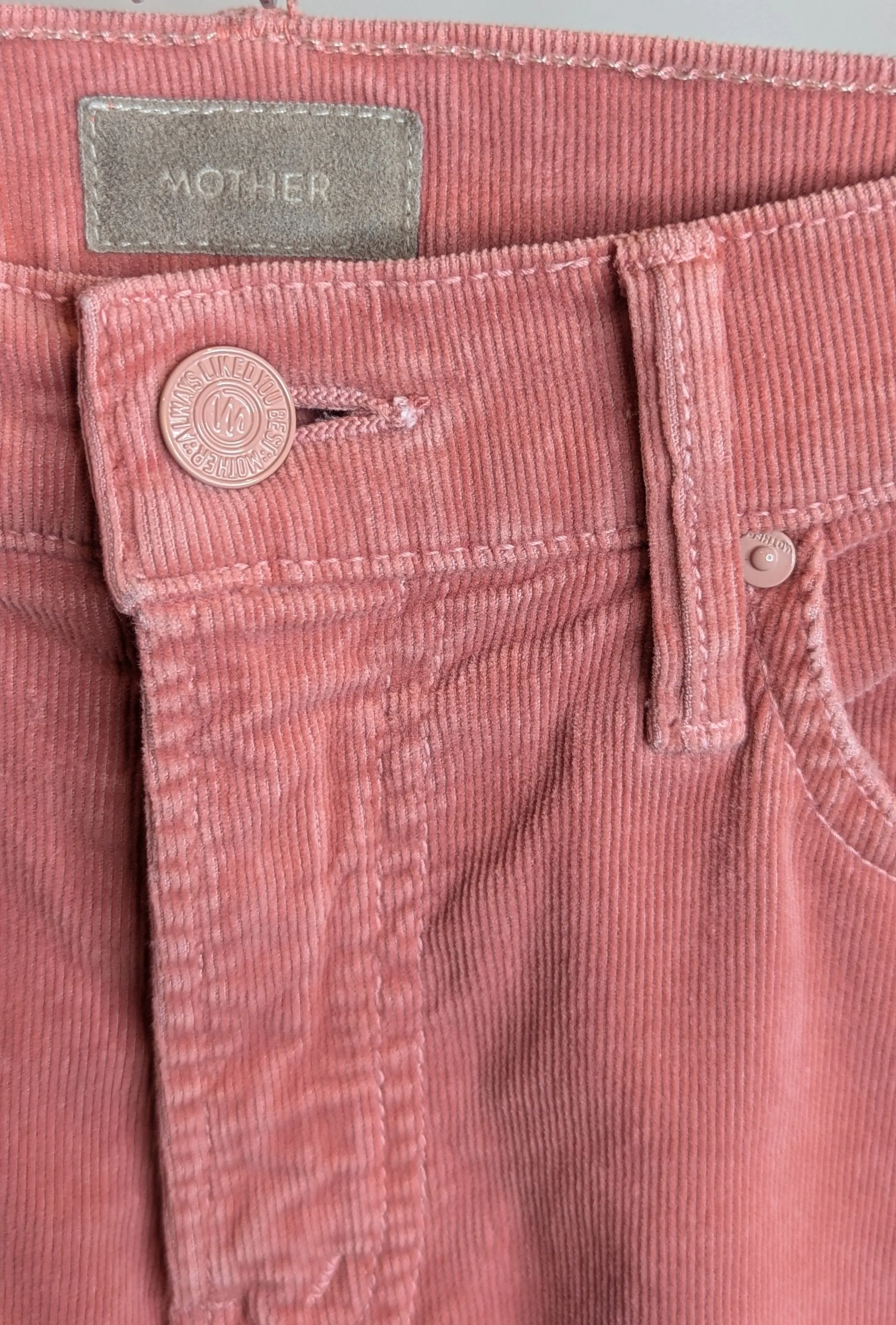 Mother Pink Corduroy Ankle Crop Pants