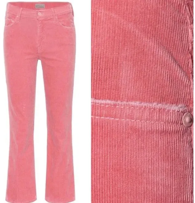 Mother Pink Corduroy Ankle Crop Pants