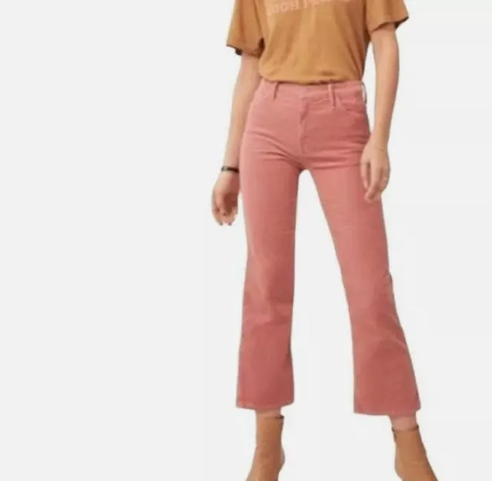 Mother Pink Corduroy Ankle Crop Pants