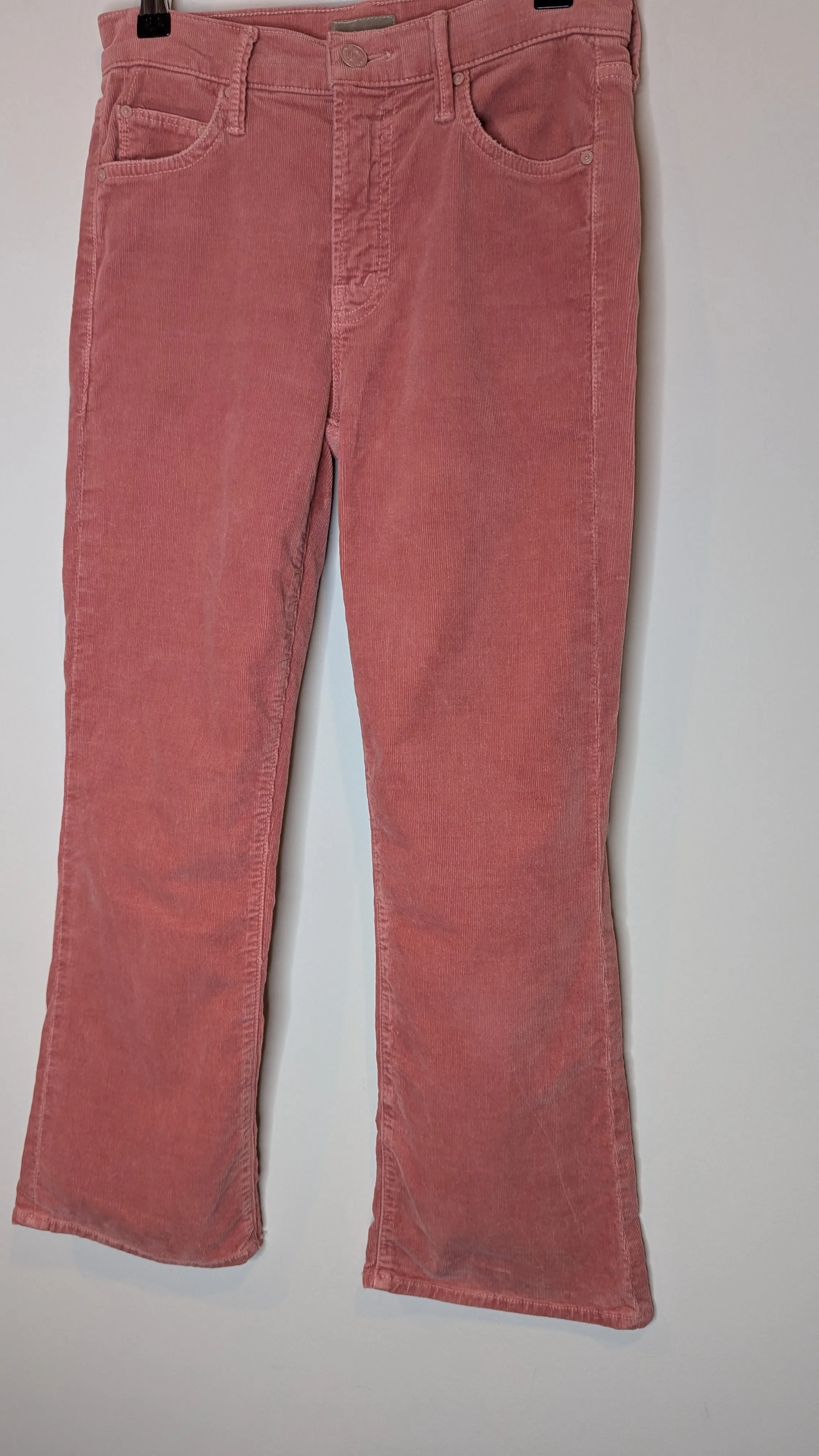 Mother Pink Corduroy Ankle Crop Pants