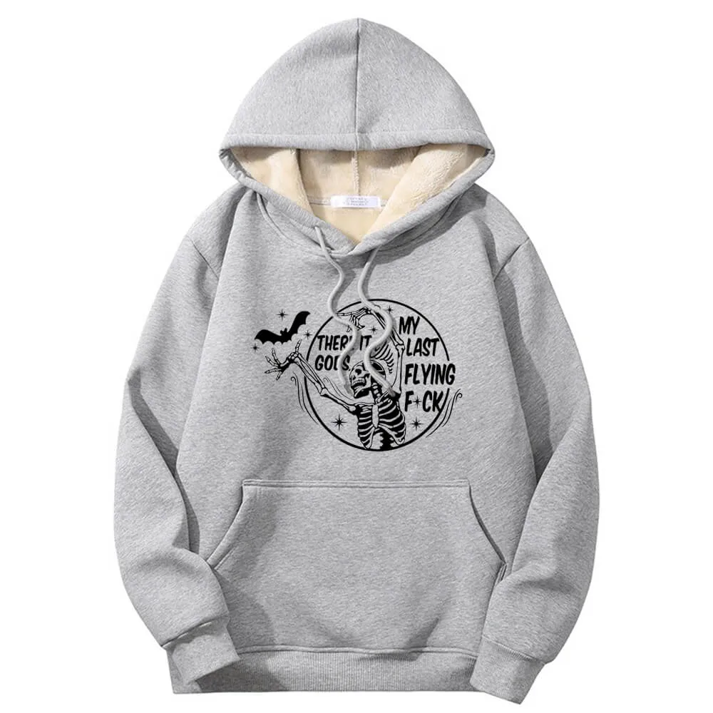 Multicolor Bat Skull Letters Fleece Crew Collar Hoodie