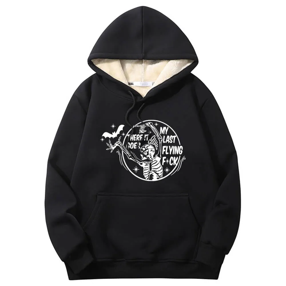 Multicolor Bat Skull Letters Fleece Crew Collar Hoodie