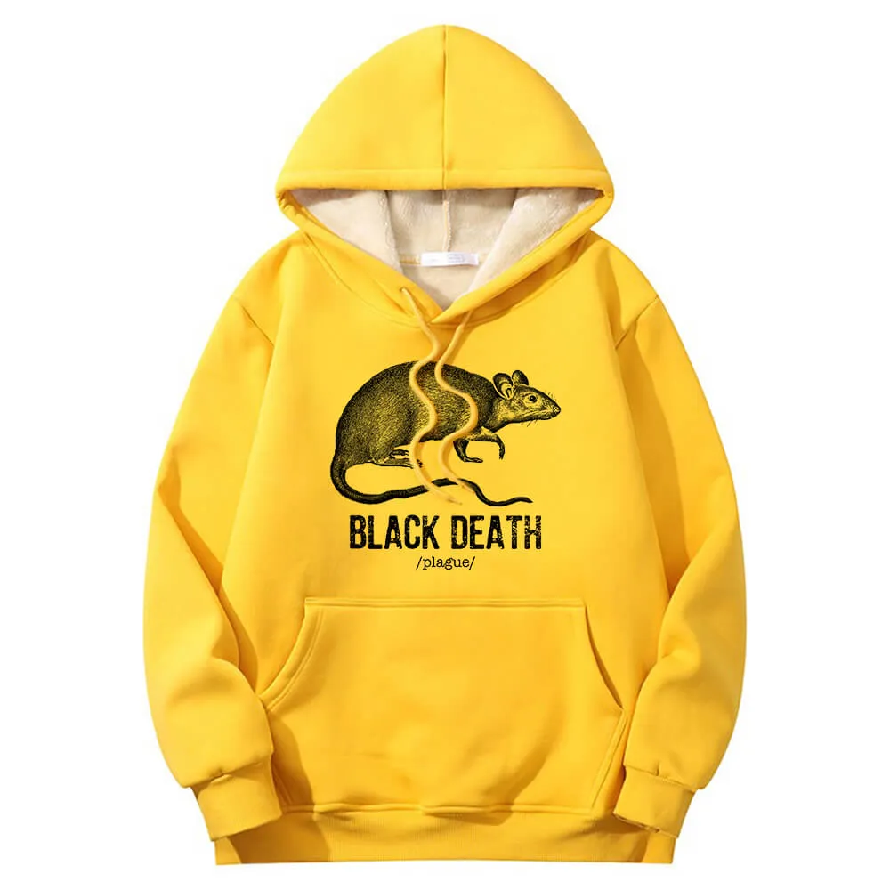 Multicolor Black Death Rat Plague Crew Collar Fleece Sherpa Hoodie