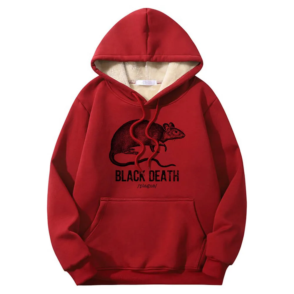 Multicolor Black Death Rat Plague Crew Collar Fleece Sherpa Hoodie