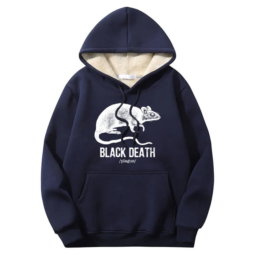 Multicolor Black Death Rat Plague Crew Collar Fleece Sherpa Hoodie