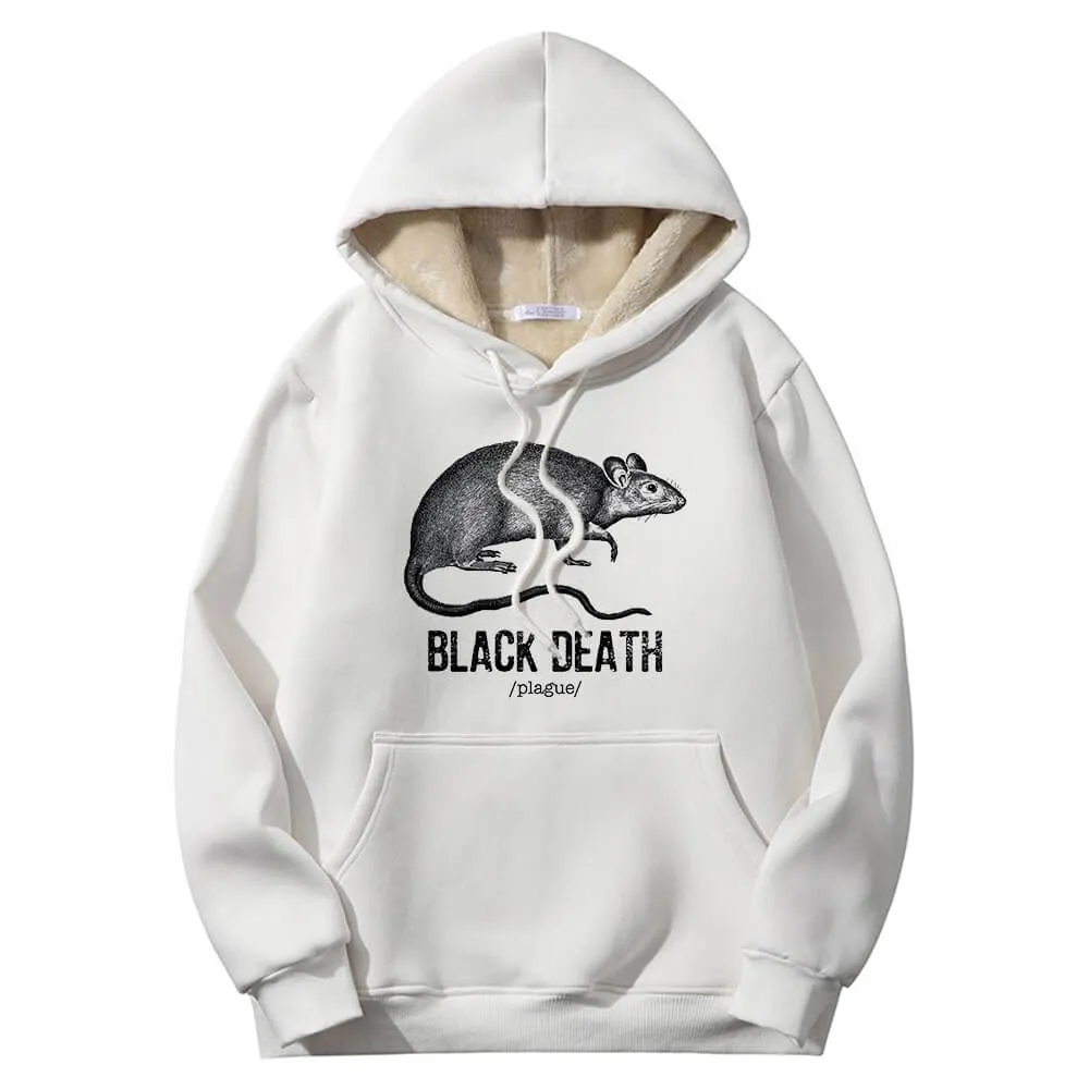 Multicolor Black Death Rat Plague Crew Collar Fleece Sherpa Hoodie