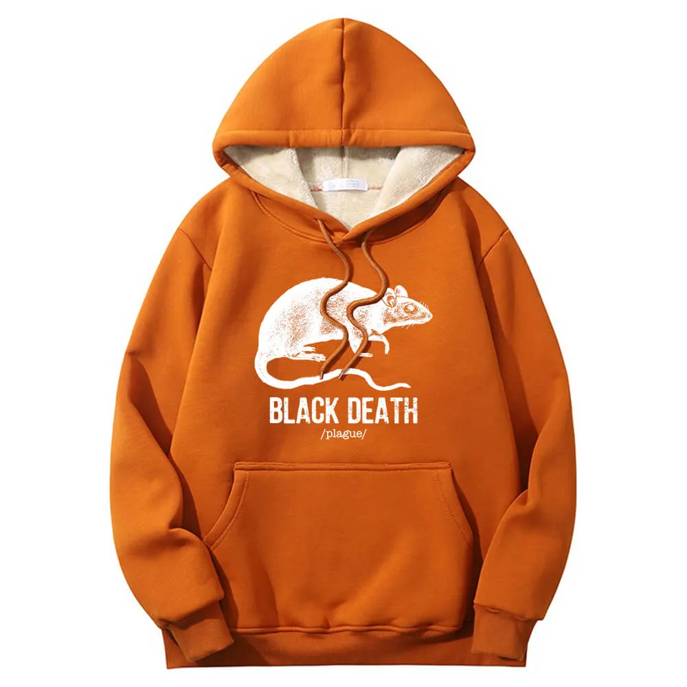 Multicolor Black Death Rat Plague Crew Collar Fleece Sherpa Hoodie