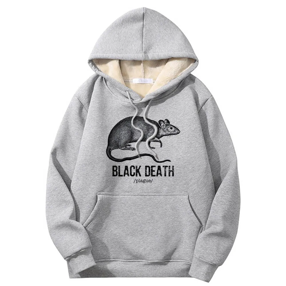 Multicolor Black Death Rat Plague Crew Collar Fleece Sherpa Hoodie