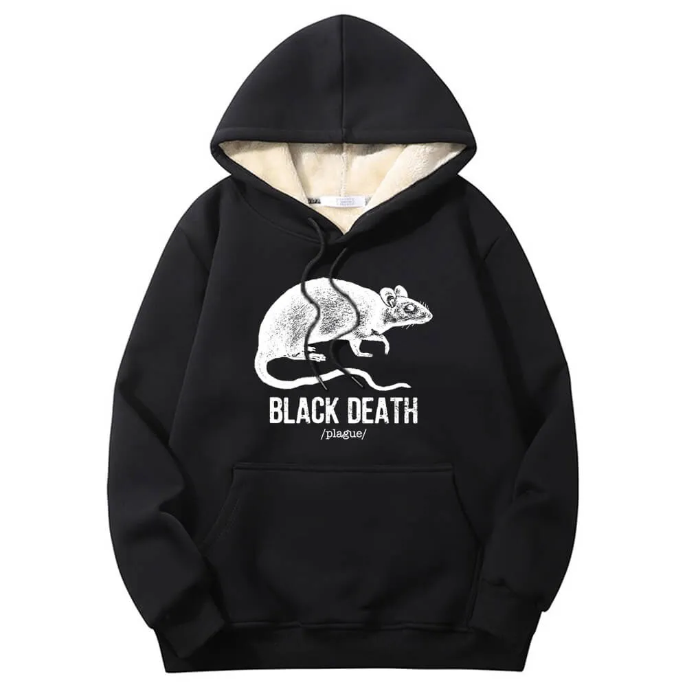 Multicolor Black Death Rat Plague Crew Collar Fleece Sherpa Hoodie