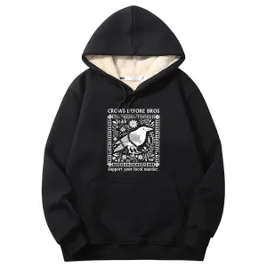 Multicolor Crows Before Bros Warm Fleece Sherpa Lined Hoodie