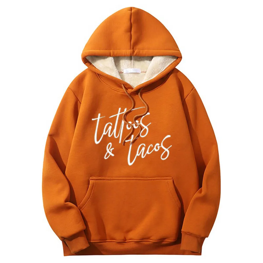 Multicolor Tattoos And Tacos Crew Collar Fleece Sherpa Hoodie