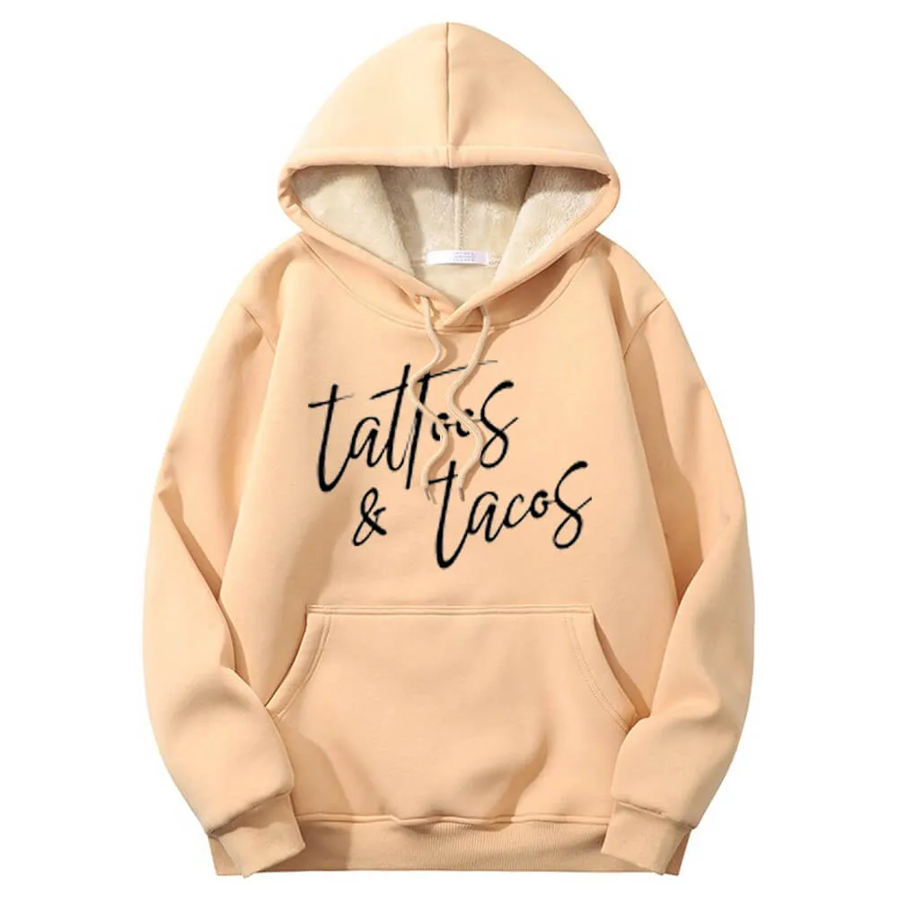 Multicolor Tattoos And Tacos Crew Collar Fleece Sherpa Hoodie