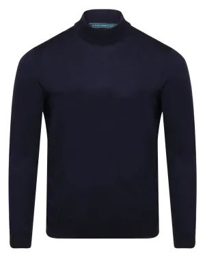 Navy Mock Neck Knit Sweater