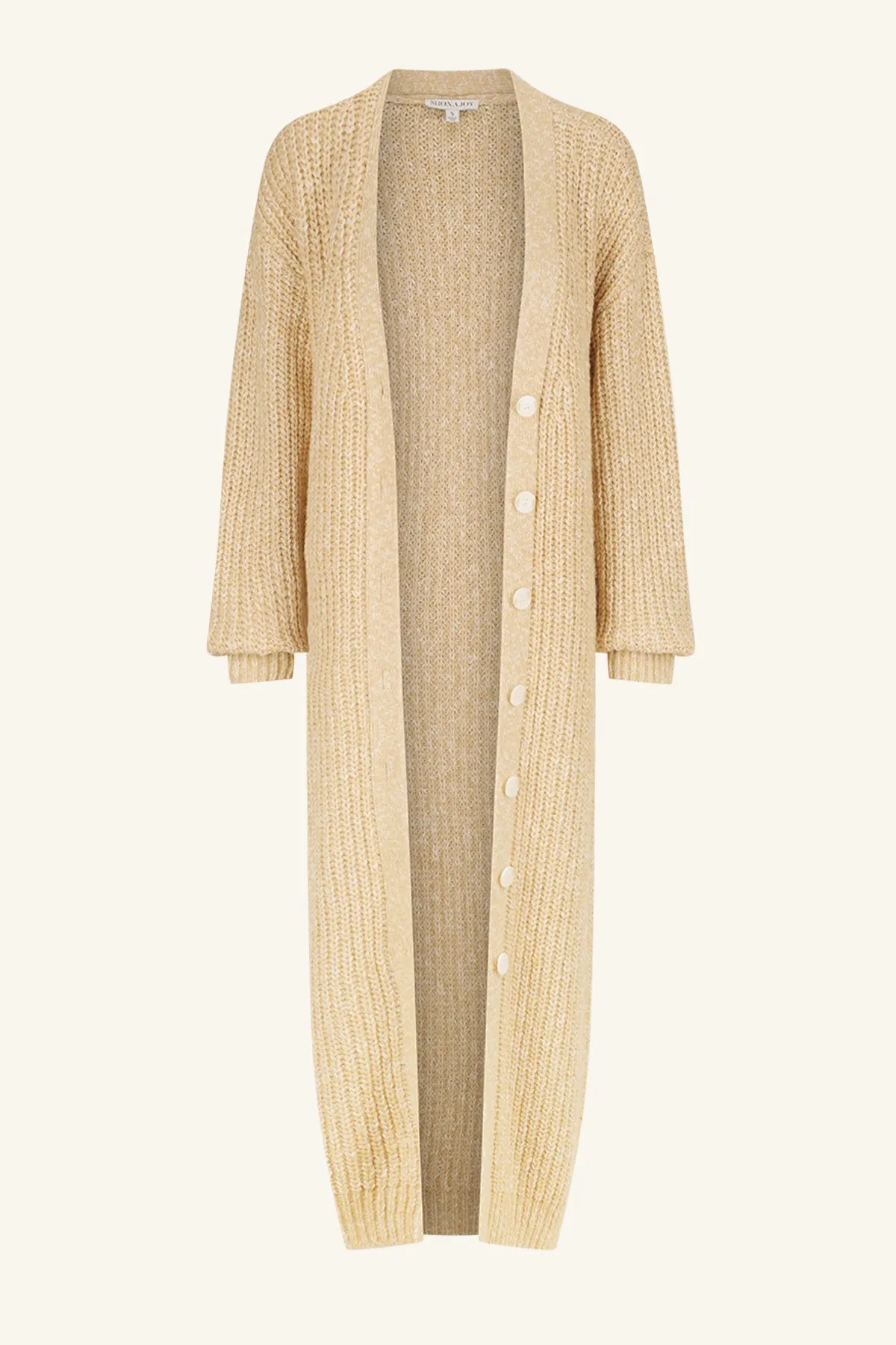 OLIVIA LONG CARDIGAN - OAT/ IVORY