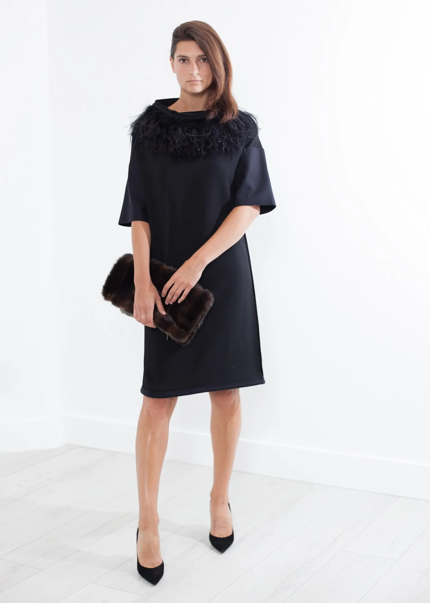 Ostrich Plume Dress in Black