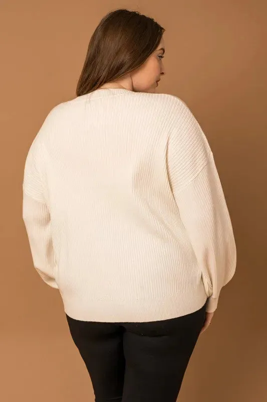 Plus Size Mock Neck Sequin Pullover Sweater