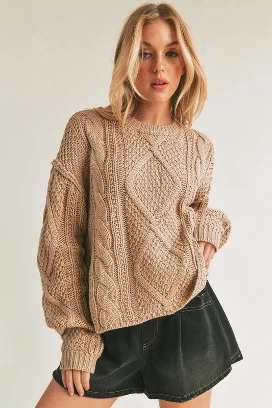 Relaxed Fit Adela Cable Knit Sweater