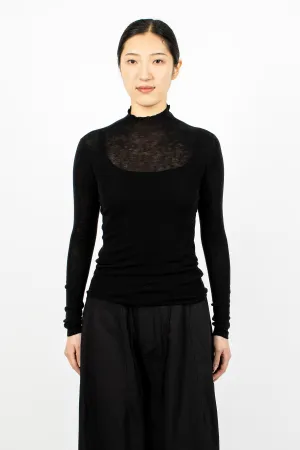 Rib Mock Neck Black