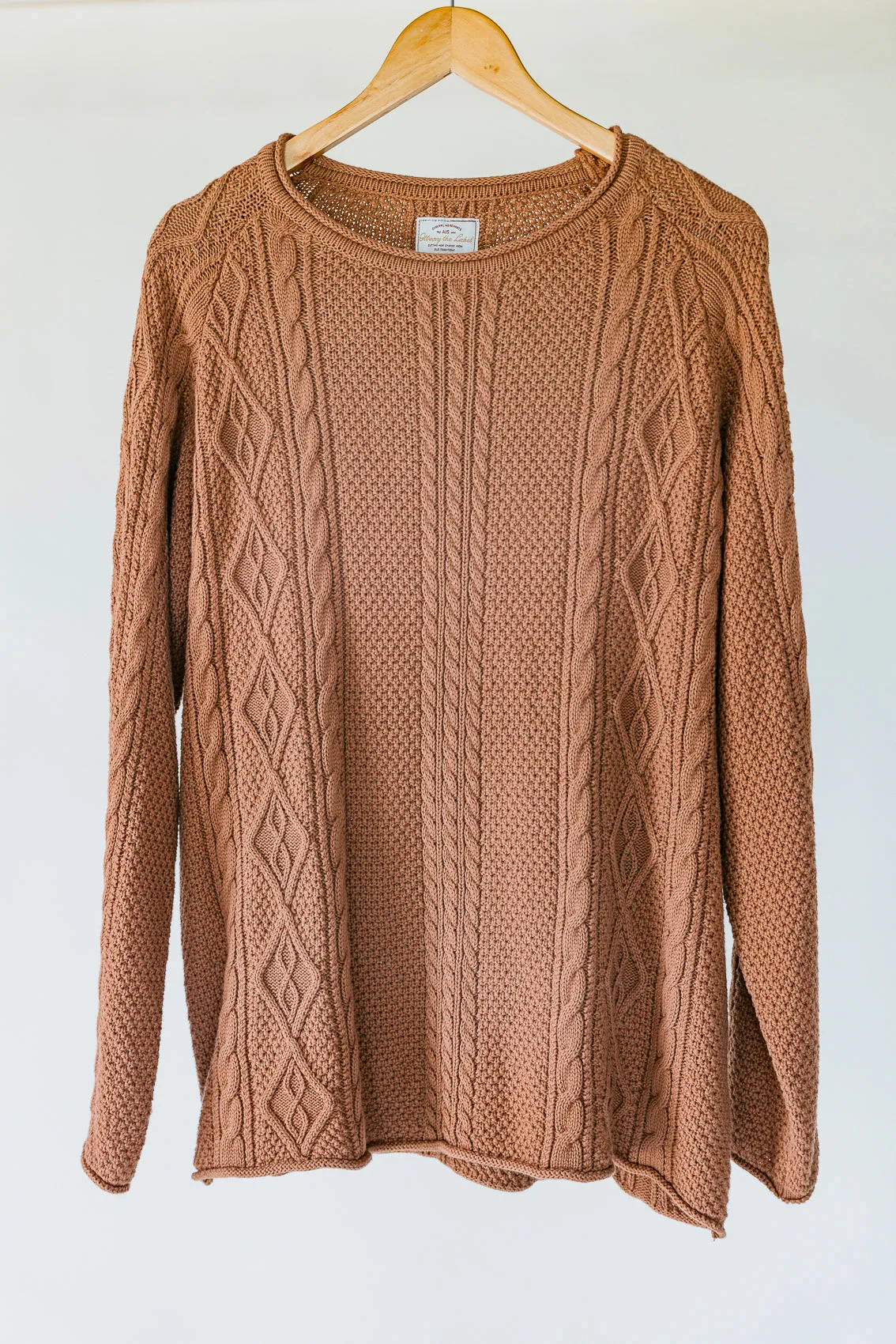 Rory Unisex Cable Knit Sweater - Brown